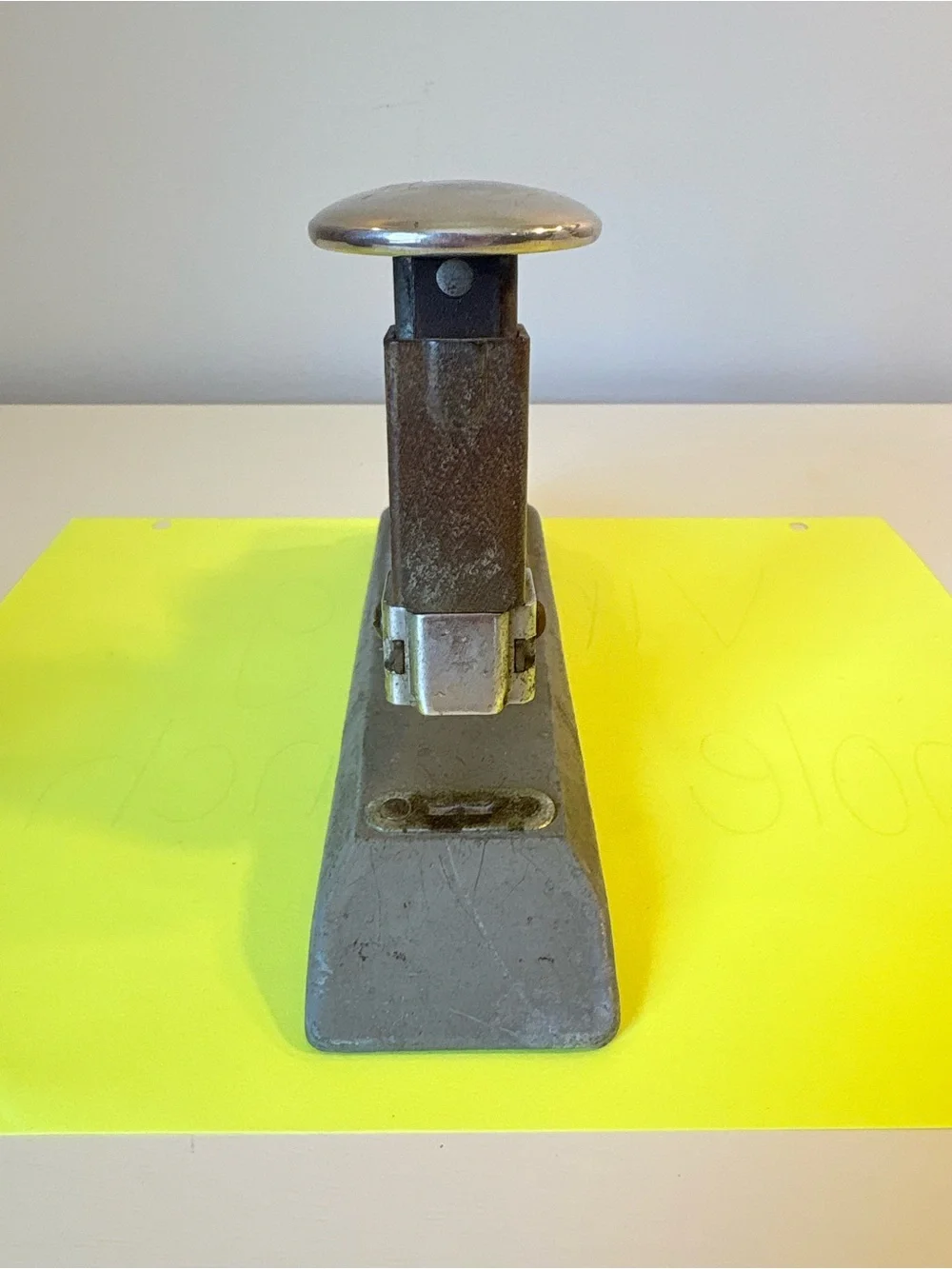 Vintage Heavy-Duty Desktop Stapler in Gray and Silver